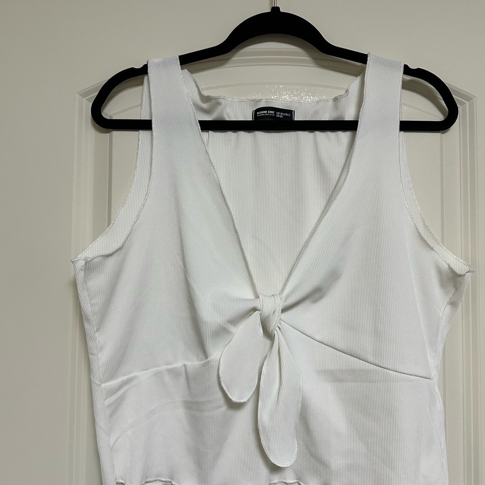 BloomChic White Tie-Front Tank Top